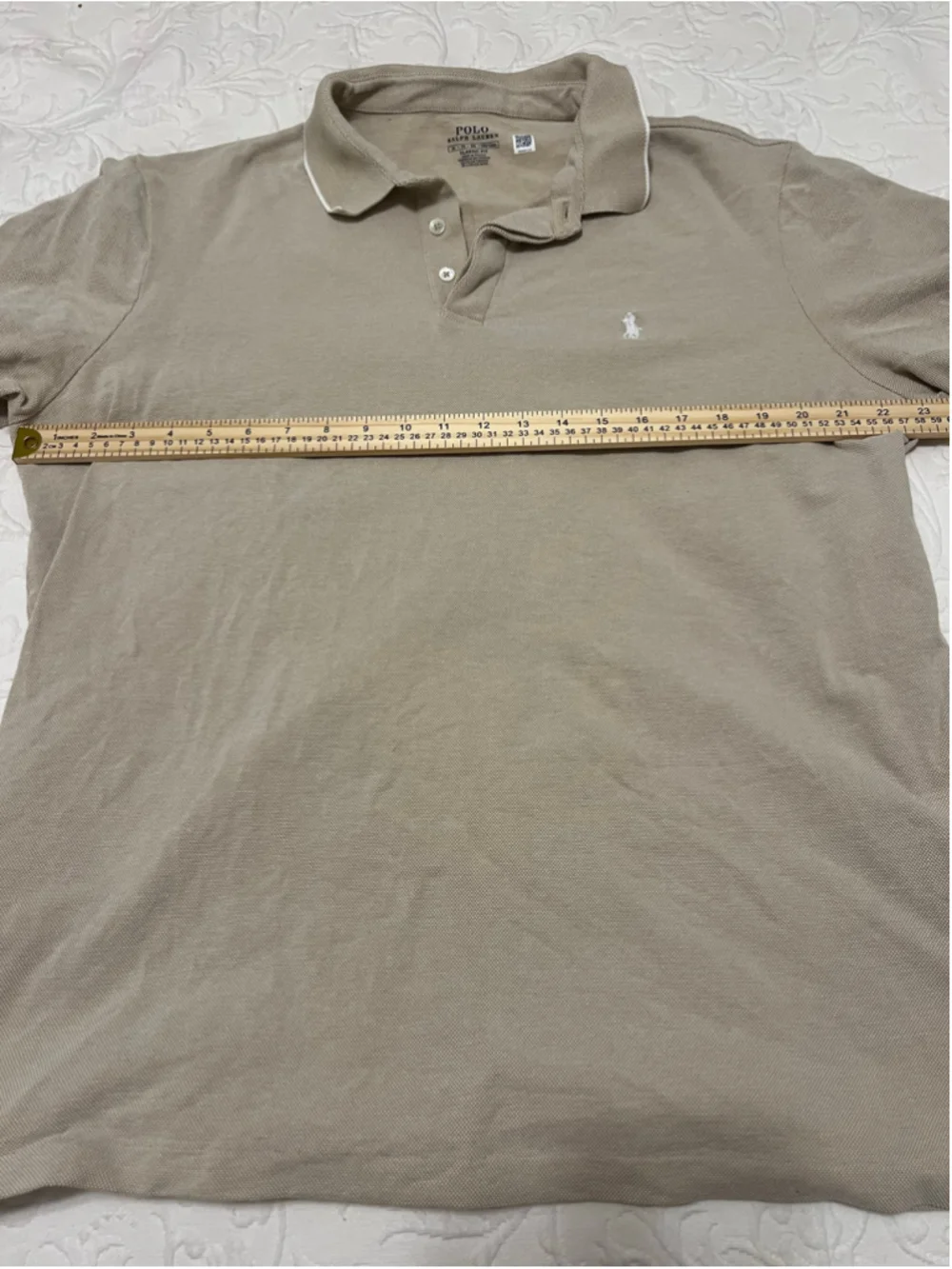 Men's Polo Ralph Lauren Classic Fit Polo Shirt XL Beige White